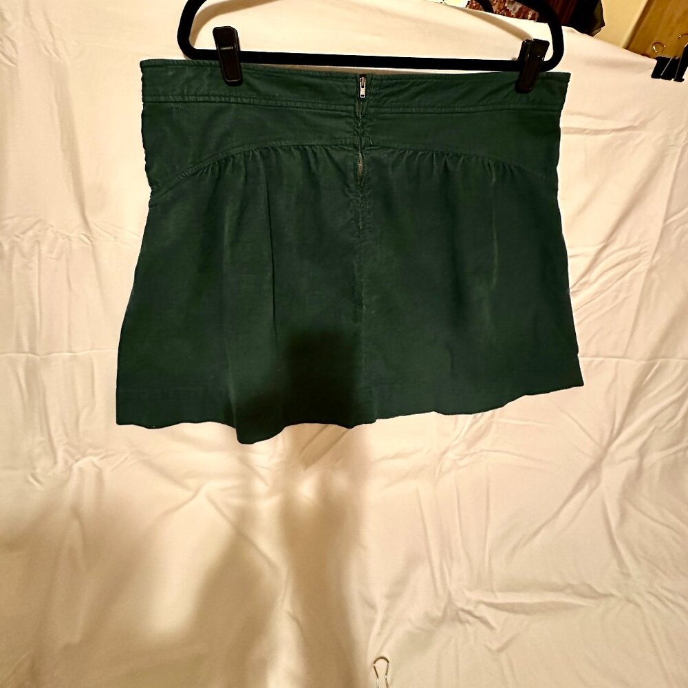 Classic Preppy Bluish Green Corduroy Garnet Hill A Line Mini Skirt w Pockets 18 - Picture 3 of 6